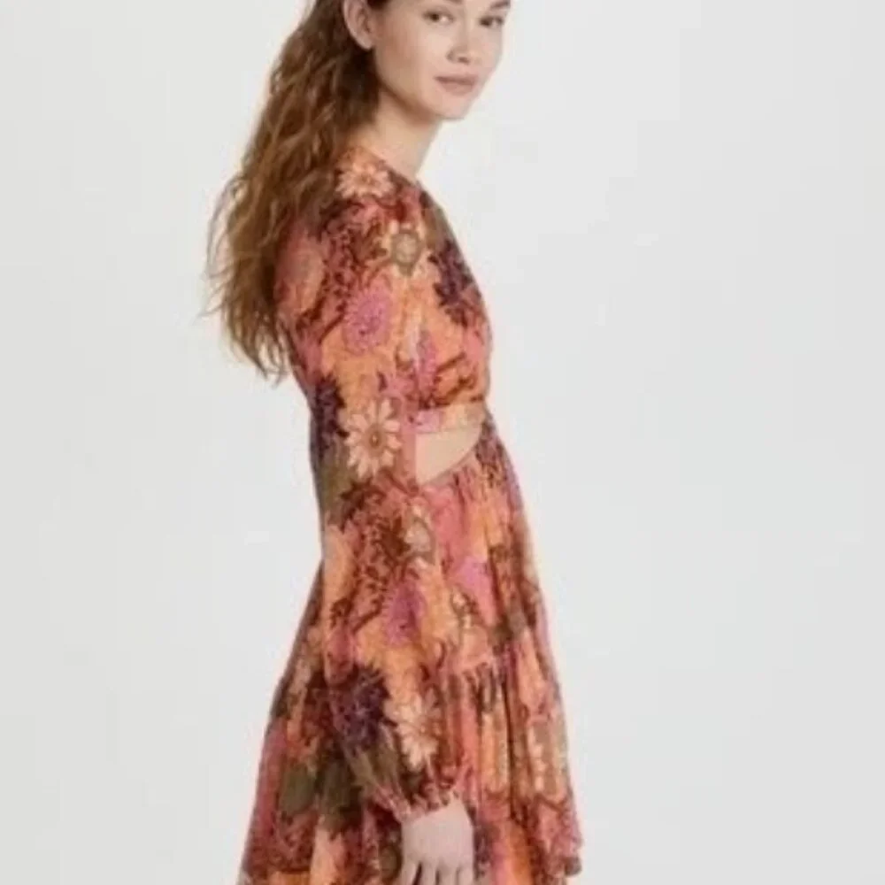 NWOT A.L.C. Izzy Fit & Flare Floral Cut Out Silk Boho Mini Dress XS $695